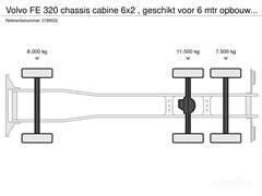 Volvo FE 320 chassis cabine 6x2 , geschikt voor 6 mtr op