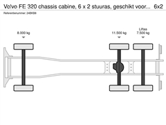 Volvo FE 320 chassis cabine, 6 x 2 stuuras, geschikt voo