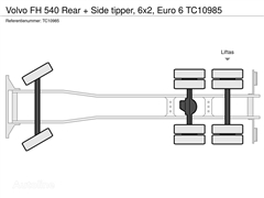Volvo FH 540 Rear + Side tipper, 6x2, Euro 6