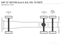 DAF CF 400 FAS Euro 6, 6x2, VDL