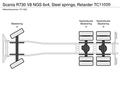 Scania R730 V8 NGS 6x4, Steel springs, Retarder