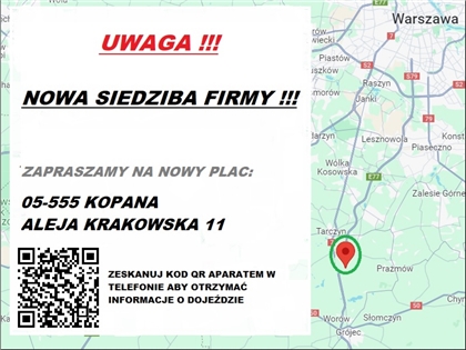 NOWY ADRES FIRMY!!! NOWA SIEDZIBA!!!