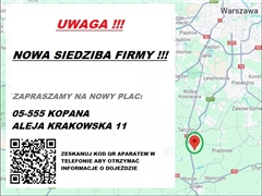 NOWY ADRES FIRMY!!! NOWA SIEDZIBA!!!