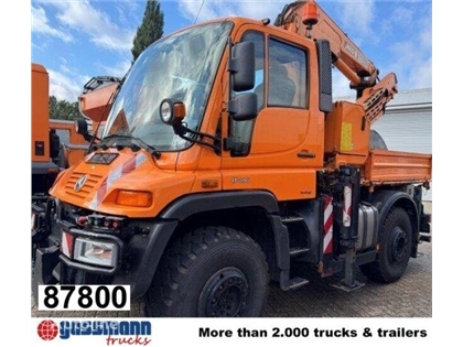 Mercedes Unimog U400 4x4, Frontzapfwelle, Kipper, Kran MKG