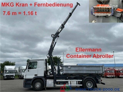 Mercedes 1841L Abroller mit Mulde und Kran+FB 7.6m1.2 t