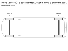 Iveco Daily 35C16 open laadbak , dubbel lucht, 3 persoon